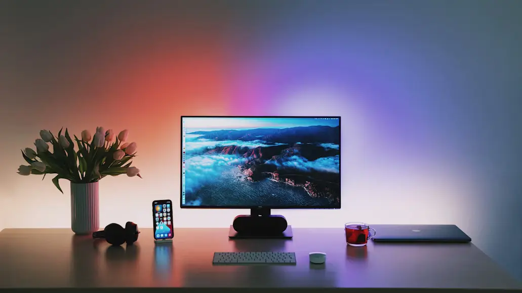 A desktop computer setup